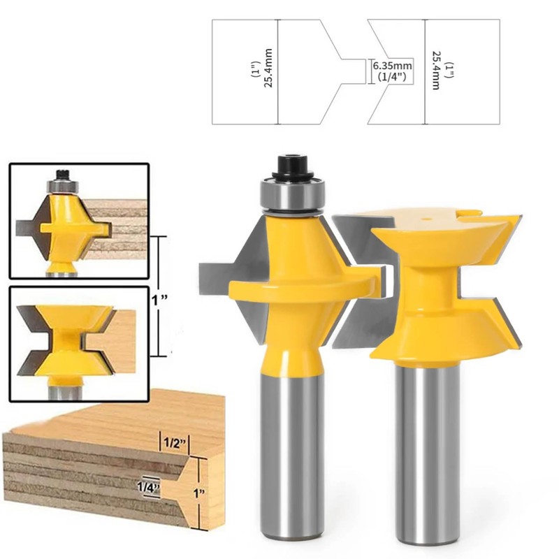 Gasea 1/2 Inch Shank 120 Degree Tongue Groove Router Bit