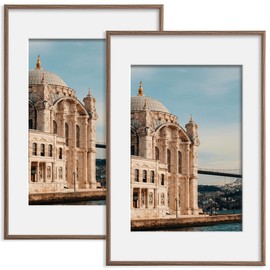 FLYJOE 16x24 Poster Frame - 16 x 24 Picture Frame, Poster Frame 16x24 Matted To 12x18, 24x16 Wood Poster Frame, Plexiglas And Hanging Hardware Included, 16 By 24 Picture Frame (Walnut, 2 Packs)