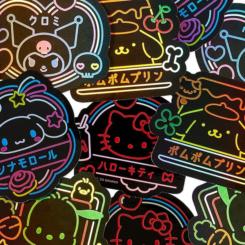 Sanrio 563331 Sanrio Characters Sticker Set (Sanrio Vivid Neon)