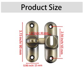 PDETVEO 90/180 Degree Barn Door Lock, 3.15Inch Flip Sliding Door Latch, Safety Slide Door Lock for Bathroom, Garage, Window, Outdoor(Bronze)