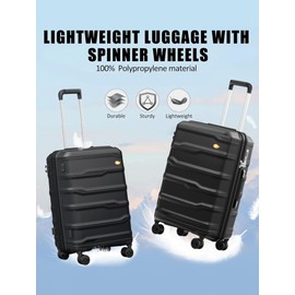 MGOB 28 Inch Luggage with Spinner Wheels, Large Hard Shell Suitcase, Lightweight PP Luggages with TSA Lock, Checked-Large Suitcases 28-Inch, Black