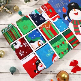 Toyvian Seasonal Holiday Christmas Socks Pack of 12 Christmas Socks Gift Bag Novetly Socks Christmas Gifts for Men and Women, multicoloured