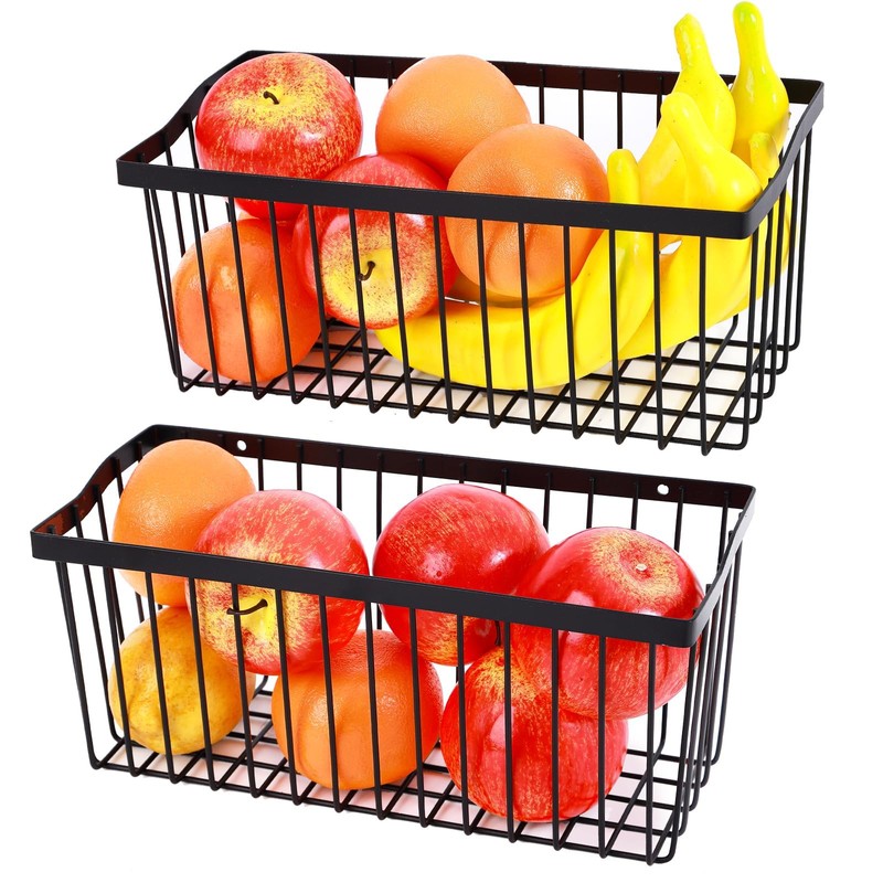 LecuSyn 2 Pcs Fruit Basket Wire Baskets, Fruit and Veggie