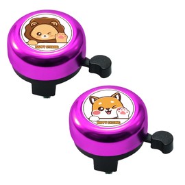 2 Stück Fahrradklingel Kinder,Klingel Kinderfahrrad,Fahrradklingel Mädchen,Kinder Fahrradklingel,für Kleine Fahrzeuge Wie Kinderfahrräder Und Laufautos Geeignet (Lila Löwe,Lila Welpe)