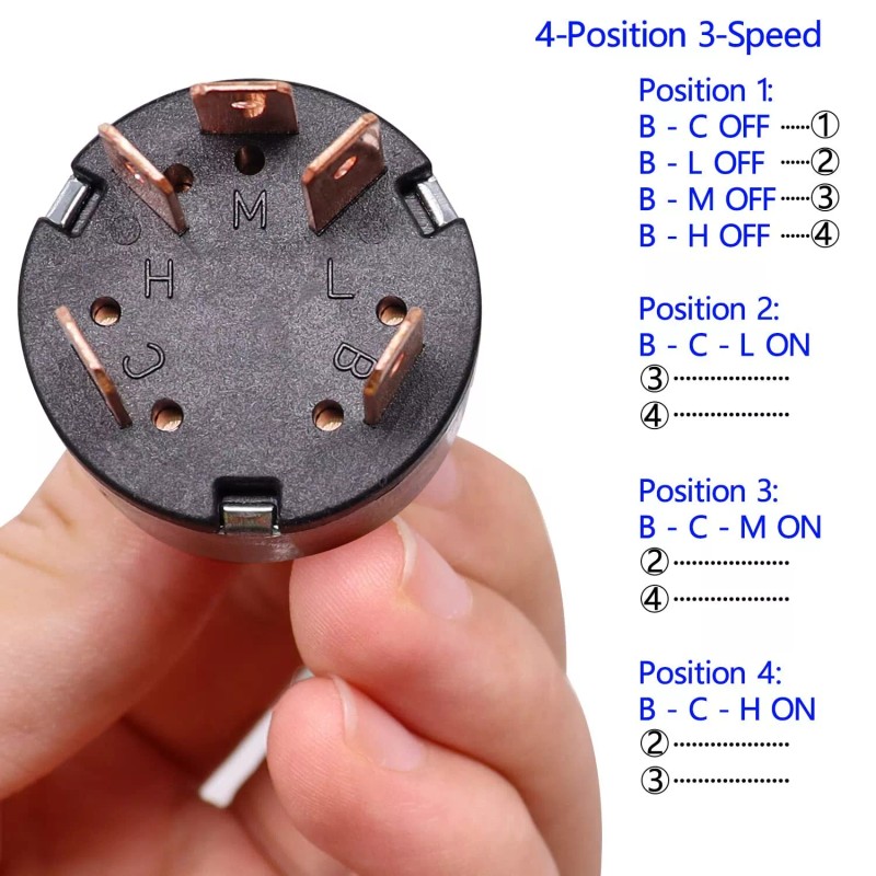 Taiss Rotary Switch 4 Position 3 Speed Fan 12A 250V/16A