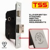 TSS British Standard Mortice Sash Lock Satin Chrome (Silver) 2.5"