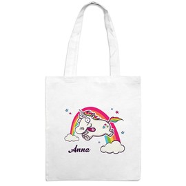Jute Bags with Anna Case Crazy Unicorn White Cloth Bag, Hipster Bag – Bag