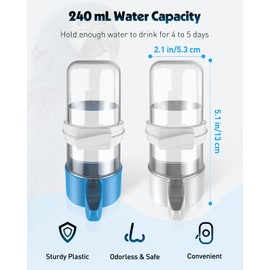 Pawfly 2 Pcs Bird Water Dispenser, Automatic Bird Water Feeder, Cage Accessories for Parrot & Hamster, White & Blue Waterer for Parakeet Cockatiel Budgie Lovebirds