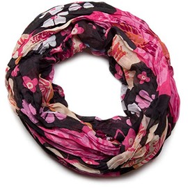 styleBREAKER Women's Loop Floral Scarf Black Black-Pink