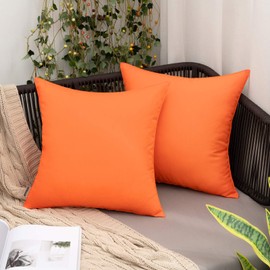 MIULEE Pack of 2 Decorative Outdoor Waterproof Pillow Covers Square Garden Cushion Sham Throw Pillowcase Shell for Fall Patio Tent Couch 18x18 Inch Orange