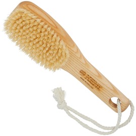 Kent White Boar Bristle Short Handle Body Scrubbing Shower Brush