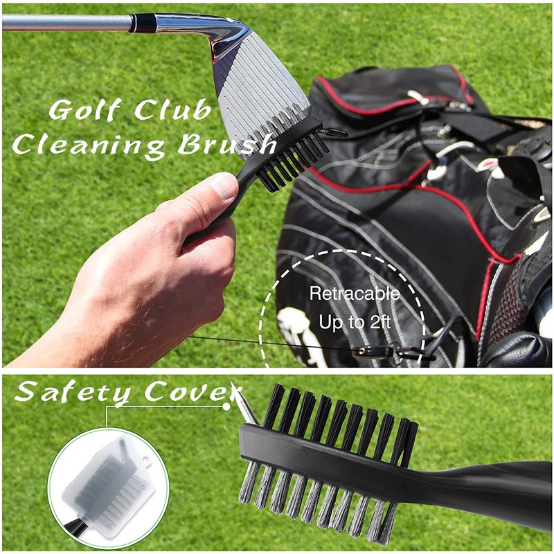 Geeorzo Golf Accessories, Retractable Golf Club Brush, Foldable Golf Divot