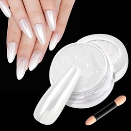 LEDSUUEI 2g Chrome Nail Powder: Holographic Ice Transparent Mermaid Pearl Chrome Nail Powder,Magic Aurora Iridescent Chrome Nail Powder for Nail Art Decorations