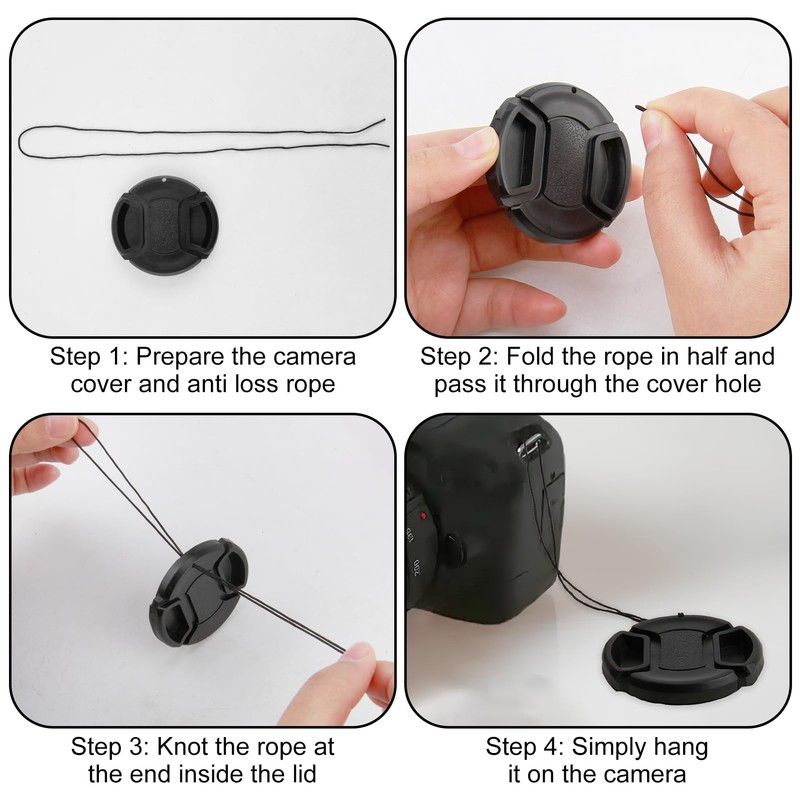 Lens Cap with Holder, Anti-Lost Rope for Nikon D3000 D3100