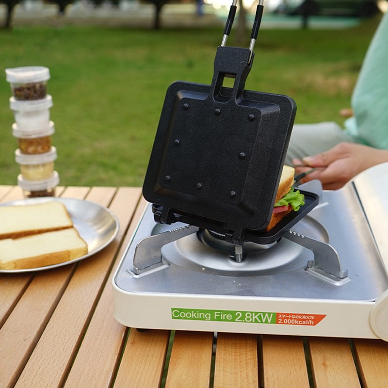 Outdoor Folding Handle Muffin Sandwich Baking Pan Multifunctional Camping Picnic
