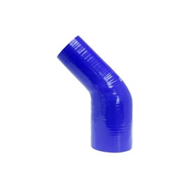 HPS HTSER45-375-400-BLUE Silicone High Temperature 4-ply Reinforced 45 degree Elbow Reducer Coupler Hose, 25 PSI Maximum Pressure, 4" Leg Length on each side, 3-3/4" > 4" ID, Blue