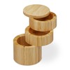 Relaxdays Salt Container with Lid, 3 Compartments, Bamboo, Rotating Spice