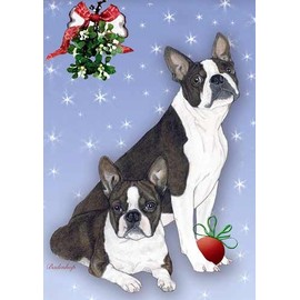 Boston Terrier Christmas Cards : 10 Holiday Cards with White Envelopes