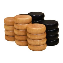 26 Small Crokinole Discs with a 5x7 Velvet Pouch - Full Set (Black & Natural)