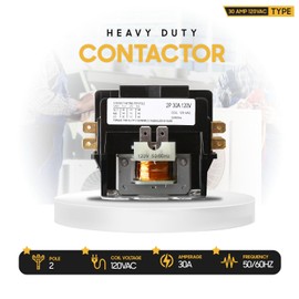 Seentech Heavy-Duty Contactor with 24VAC Coil - Perfectly Compatible with relays, air conditioners, Heat Pumps, and Refrigeration Systems (2-Pole 30 Amp - 120VAc)