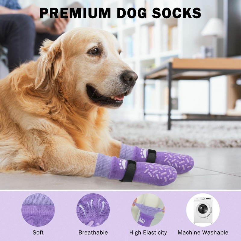 SCENEREAL Dog Socks to Prevent Licking Paws for Hardwood Floors,