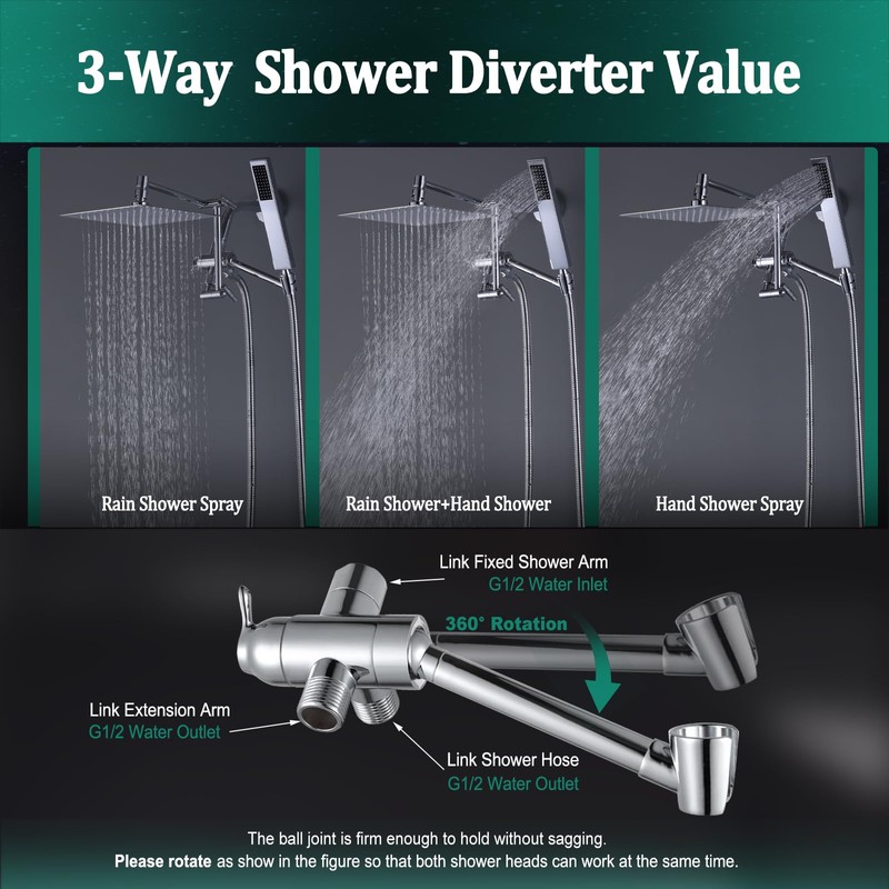 All Metal For California Rain Shower Head with Handheld Spray