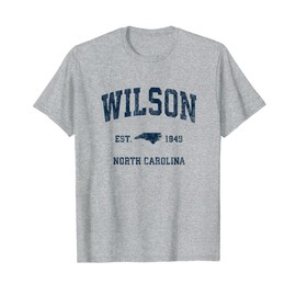 Wilson North Carolina NC Vintage Style Athletic Navy T-Shirt, gray
