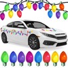 Whaline 130Pcs Christmas Reflective Car Magnets Set 64Pcs Colorful Bulb
