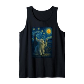 Cat Starry Night Van Gogh Gift British Shorthair Cat Mom Tank Top