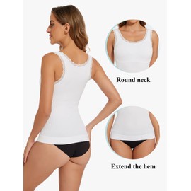 Joyshaper Shape Undershirt Women's Body Shaper Tummy Control Shaping Vest Tank Top Shirt Camisole Shaping Tops for Women Figure Shaping, White#02