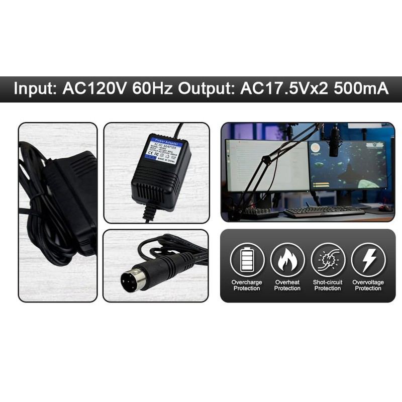 17.5vx2 Ac Power Adapter for Behringer Mxul5 Eurorack Mixer (FX