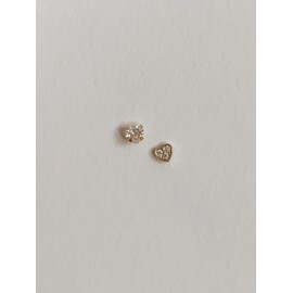 14k daily cubic shape piercing 2 types of earrings thickness heart star / 14k 데일리 큐빅 도형 피어싱 2종 귀걸이 두께 하트 별