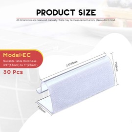 Hilitchi 30Pcs Table Cover Tablecloth Clips EC Model Table Skirting Clips with Hook and Loop at The Back Side for Table 3/4inch - 1inch