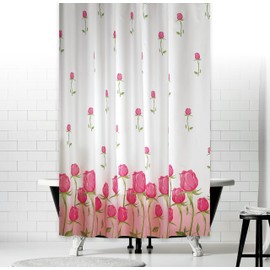 beytug Fabric Bathroom Shower Curtain Extra Long with Roses wide 180 Long 200cm (Rose)