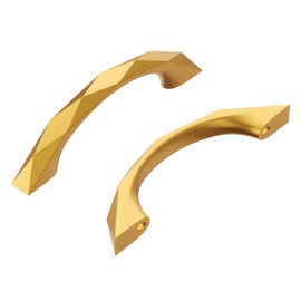 Hickory Hardware 1 Pack Solid Core Kitchen Cabinet Pulls, Luxury Cabinet Handles, Hardware for Doors & Dresser Drawers, 3 Inch Hole Center, Brushed Golden Brass, Karat Collection