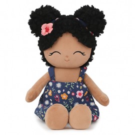 Jumbrace Soft Baby Doll Toys (16'') Baby Rag Doll for Girls Birthday Gift Christmas Plush Toys Gift for Toddler Kids (Black)