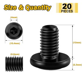 Wavanta 20Pcs M5 Bolts, M5 x 12mm Flat Head Hex Socket Cap Screws Bolts, 304 Stainless Steel Furniture Bolt Full Thread, Black Oxide, with Hex Key