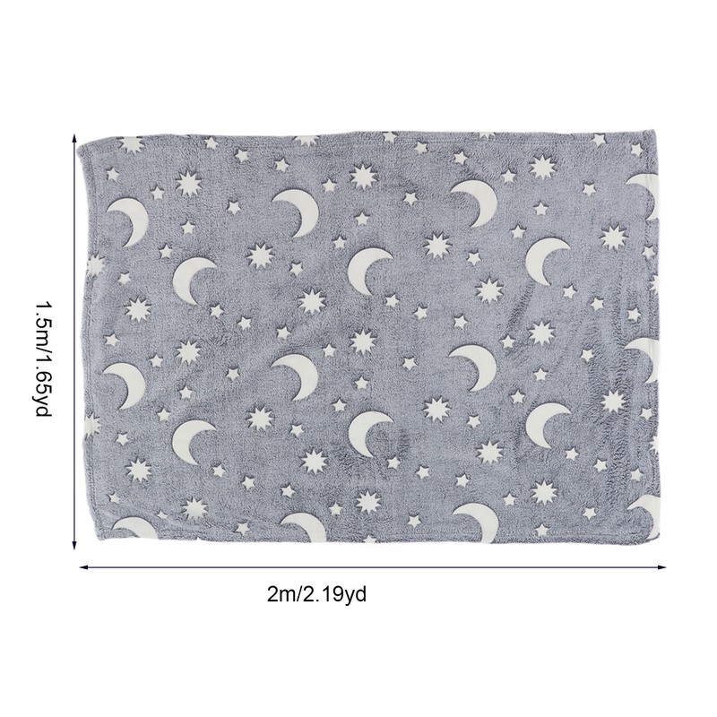 1.5x2m Luminous Blanket Double Side Flannel Star Moon Design Soft