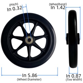 Wheels for Walker-6 Inch Walker Wheels Replacement -2 Pcs Black,Universal Rubber Drive Rollator Replacement Parts, Drive Rollator Parts,Front Wheel Accessories,Safe Rolling for all Floors