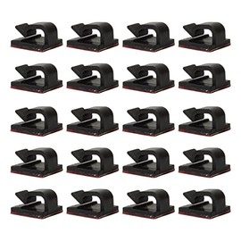 prendre PR-CODEHOL25-BK Cable Clips, Cable Holder, Double Sided Tape, Easy Installation, PC, Desk, Cords, Wiring, Organization, Fixing, Small Size (Black)