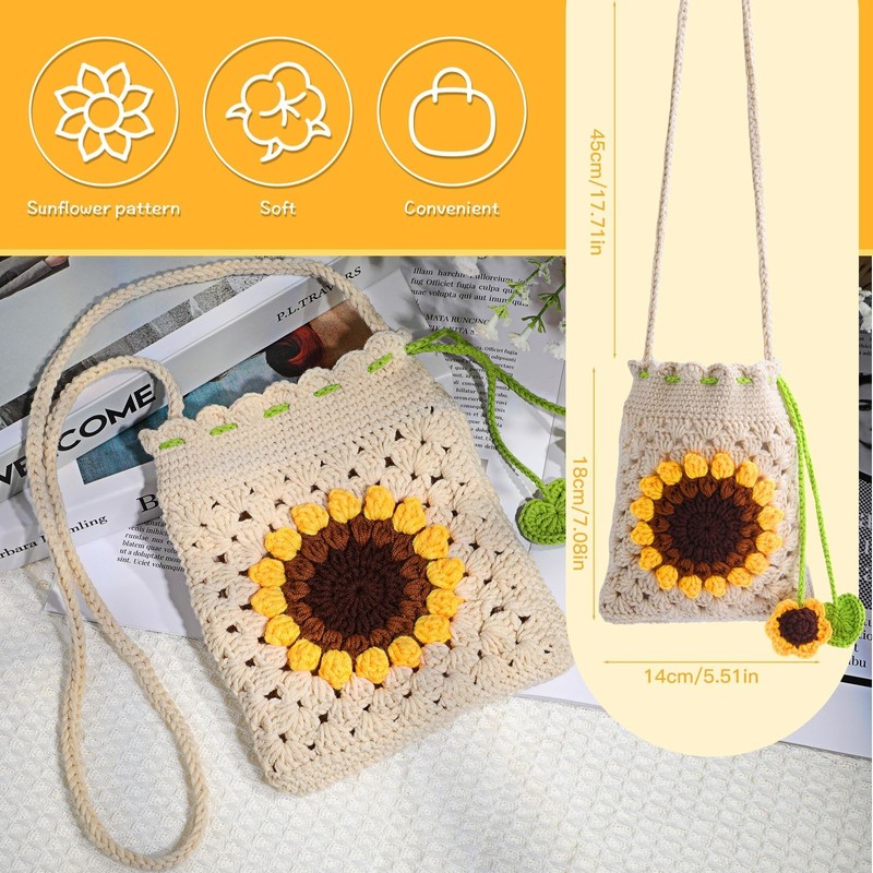 Mnuizu Crochet Kit for Beginners - Phone Bag Crochet Set