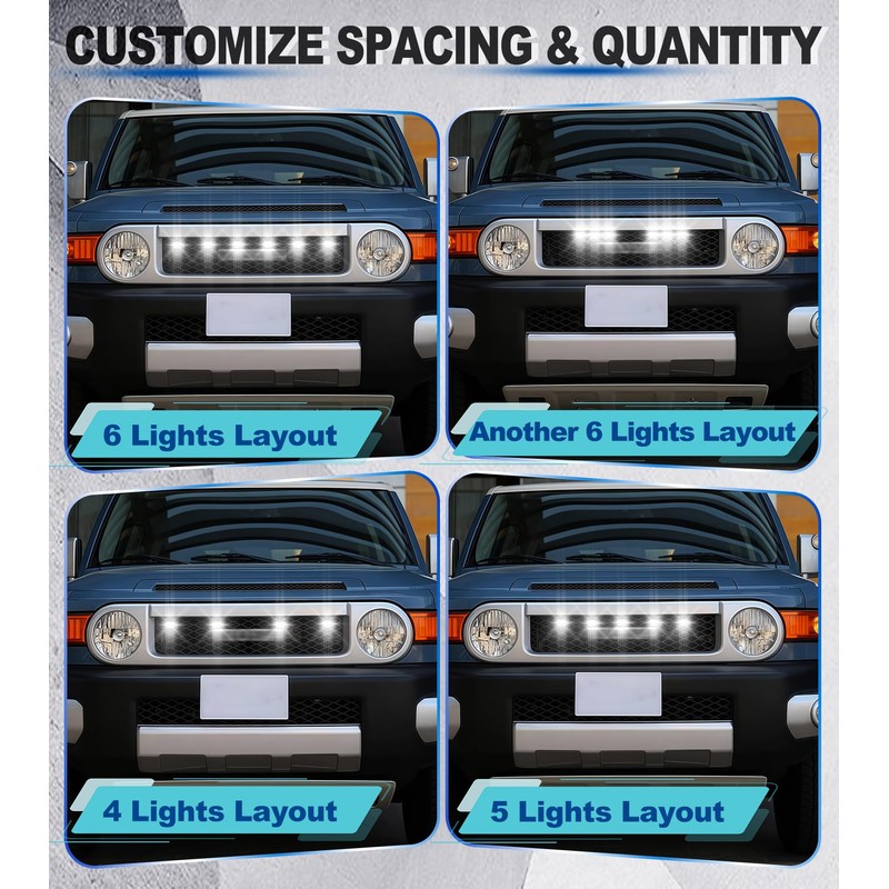LED Grill Lights for 2007-2022 Toyota FJ Cruiser Accessories Raptor