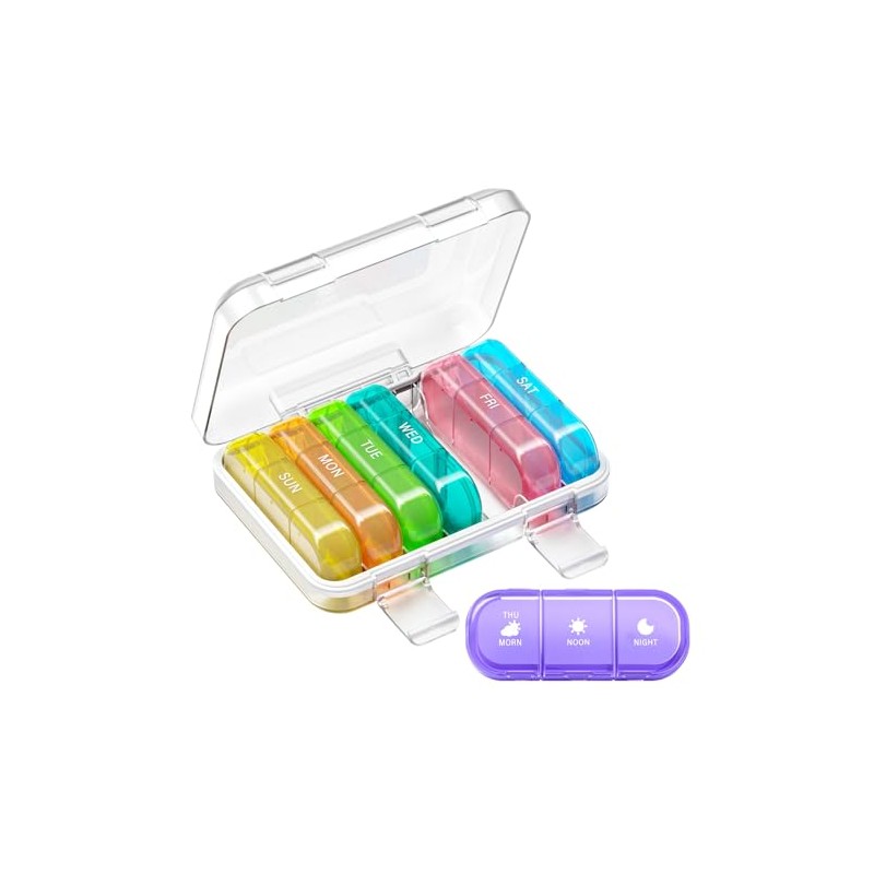 Weekly Pill Organizer 3 Times a Day, 7 Day Portable