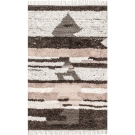 Rugs USA x Arvin Olano Tatanka Shag Wool Area Rug, 4x6, Brown