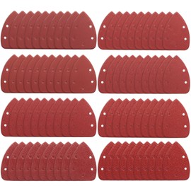 IROKCAKPT Mini Delta Sandpaper, 80 Sheets, Sanding Pat, 5.5 inches (140 mm), 5 Holes, Magic Type Sanding Discs (#40, #60, #80, #120, #180, #240, #400, #800 x 10 each), For Woodworking Electric Sanders