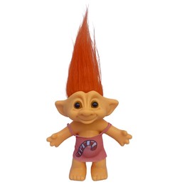Good Luck Troll Doll 7"(Include Hairs) Tall Toy Action Figure Troll for School Project、Arts Crafts、Party Favors (02-Orange)