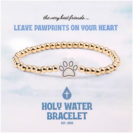 Holy Water Memorial Pawprint Bracelet In Gold