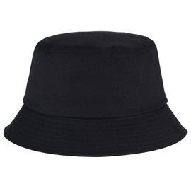 Umeepar 100% Cotton Fishing Hat, Sun Hat, Summer Hat for Men and Women - Bucket. Plain black