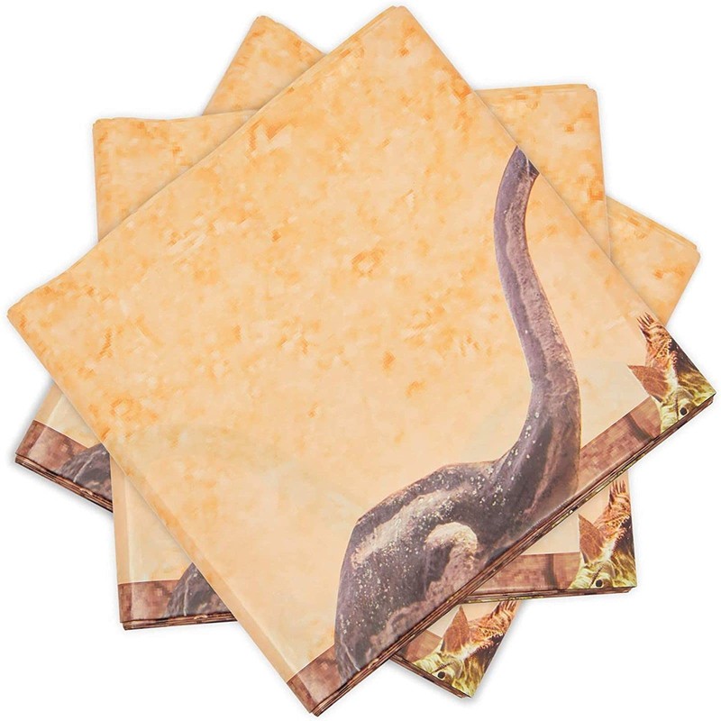BLUE PANDA Plastic Tablecloth for Dinosaur Birthday Party (Brown, 54