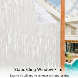 FEOMOS Clear Waters Window Privacy Film, Non Adhesive Window Cling, Decorative Window Sticker, Window Covering Translucent Glass Film for Windows Door Anti-UV 17.3x78.7 inches